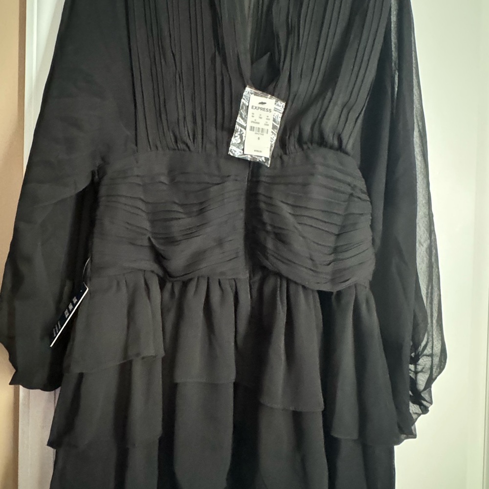 Express Black Layered Midi Dress